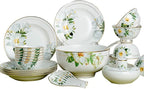 Bowl and Plate Sets White Ceramic Porcelain Decals Tableware Set Include Dinner Plate Dessert Plate Suitable for Family Hotel Restaurant