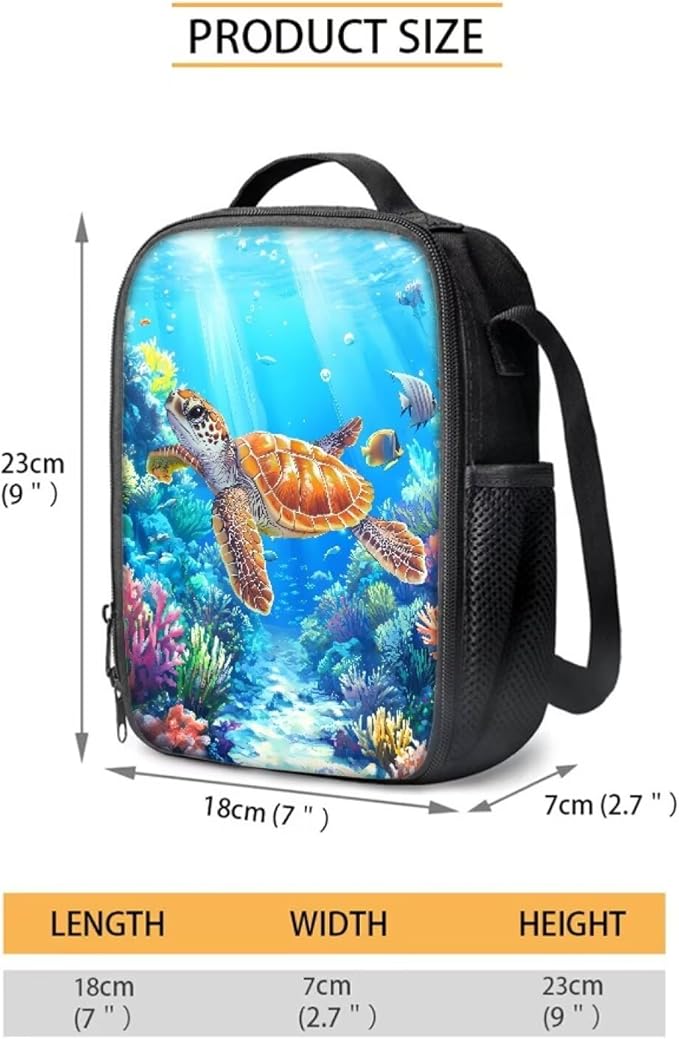 Sea Turtles School Backpack Set for Kids Boys 4Pcs Animal Bookbag and Lunch Bag Sets for Little Boys Ages 8-12 Elementary Middle School,Daypack with Adjustable Strap for Travel Hiking