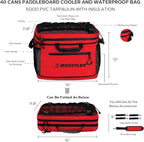 Waterproof PVC Material Paddleboard Cooler Deck Bag,40 cans Sup Deck Cooler Bag,Cooler Bag for Paddleboard,Lunch Box Cooler Insulated Bag,Camping Cooler Bag,Kayak Cooler Bag