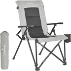 SUNNYFEEL Ergonomic High Back Camp Chair - 500lbs Heavy Duty Folding Chair, UV-Resistant Portable Camp Chair with Hard Armrests, Cup Holder＆ Bag for Outdoor, Basebal, Travel, Sports, Hiking, Fishing
