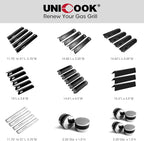 Unicook Grill Heat Plates for Nexgrill 720-0864, 720-0864M, BBQ PRO, Backyard, Expert, Grill Burner Covers Replacement Parts, 14.6 Inch Heat Shields Tents, Porcelain Flame Tamers, 3 Pack