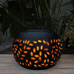 Solar Table Lantern Outdoor Waterproof-Dancing Flickering Flame Solar Powered LED Light,Black Metal Desktop Decorative Lamp for Gifts for Women Mom Desk Patio Garden Yard Decor