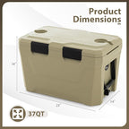 COSTWAY Insulated Portable Cooler, Hard Shell Ice Chest w/ 2 Cup Holders, Bottle Opener, Drain Plug, 3-Day Ice Retention, Outdoor Leak-Proof Dry Box for Beach, Camping, Fishing, Picnic