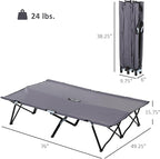 Outsunny 2 Person Folding Camping Cot for Adults, 50" Extra Wide Outdoor Portable Sleeping Cot with Carry Bag, Elevated Camping Bed, Beach Hiking, Grey