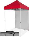 5x5 Pop Up Canopy Tent with One Sidewall, Instant Portable Beach Canopy, Outdoor Tent with Carry Bag for Camping, Sports, Tailgating, Events, Red