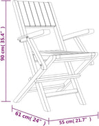 6-Piece Solid Teak Wood Folding Patio Chairs Set, 21.7"x24"x35.4" Outdoor Furniture with Slatted Design for Backyard Poolside and Camping