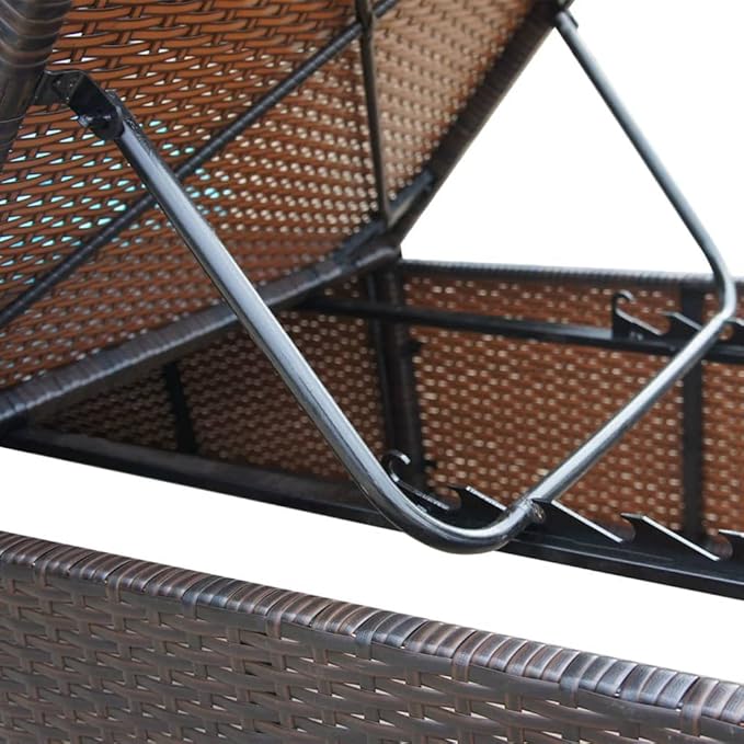 Camping Chairs Outdoor Chairs Beach Chair Patio Furniture Sun Lounger with Cushion Poly Rattan Brown for Outside,Camping,Patio, Poolside, Beach
