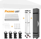 EAGLE PEAK Pop Up Canopy Tent with Wheeled Carry Bag, 8 Stakes, 4 Ropes, 4 Weight Bags, Easy Set Up Tent Canopy, 10x10 ft, 100sqft of Shade, White