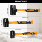 Rubber Mallet Set - 3 Sizes 12oz 24oz and 32oz, Fiberglass Handle, Rubber Mallet for Flooring, Tent Stakes, Woodworking, Camping, Soft Blow Tasks without Damage