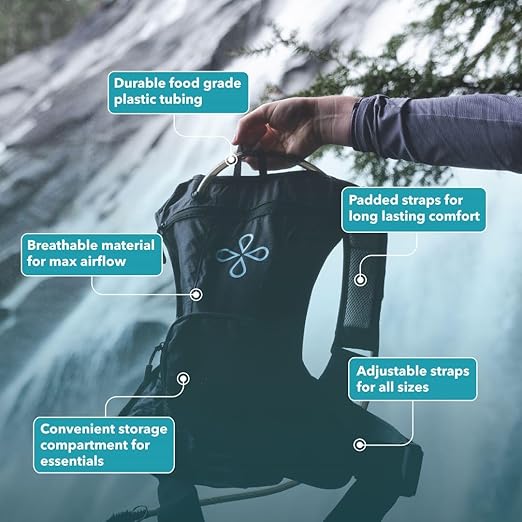 Puribag Adventure Pack: 2 Liter Tactical Hydration Backpack with Survival Water Filter - Best Water Backpack/Hydration Pack for Hiking, Running, Biking, Cycling, Skiing, Rucking & Outdoor Adventures