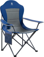 EVER ADVANCED Folding Camping Chair with High Back Padded 2 Pack Oversized Portable Lawn Chairs Lightweight Sturdy Steel Foldable Outdoor Camp Chair for Adults,Grey