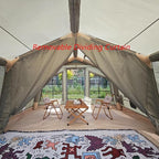 4 Season Air Tent Glamping Tent with Separate Living and Sleeping Area,Waterproof Pop-Up Outhouse Yurt with Pump and Stove Jack Hole, 8-10 Person Camping Quick Set Up