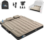 JOYTUTUS Truck Bed Air Mattress for 6.0-6.3Ft, Compact Regular Truck Beds,Anti-Leakage, with Air Pump&2 Pillows, Inflatable Pickup Mattress,Compatible with Tacoma&Ranger&Frontier,Camel&Black