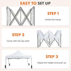 OLIXIS 10x10 Ft Waterproof Pop Up Canopy Tent, Portable Outdoor Shade Shelter with Sand Bags, Ideal for Beach, Backyard Parties & Events, Chalk White