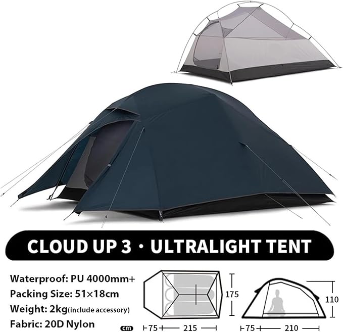 3 Person Camping Tent Ultralight Waterproof Trekking Tents Hiking Backpacking Shelter Travel