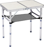 Folding Camping Table, Aluminum Folding Table with Carrying Handle, Lightweight, Portable Camping Table Waterproof for Outdoor Indoor Picnic Beach BBQ (White, 2ft)