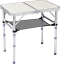 Tri-fold Folding Picnic Table,Outdoor Camping Table Lightweight Portable Aluminum Outdoor Table with Adjustable Heights with Carry Handle,for Outdoor Indoor Hiking Camp BBQ Beach (White, 2ft)