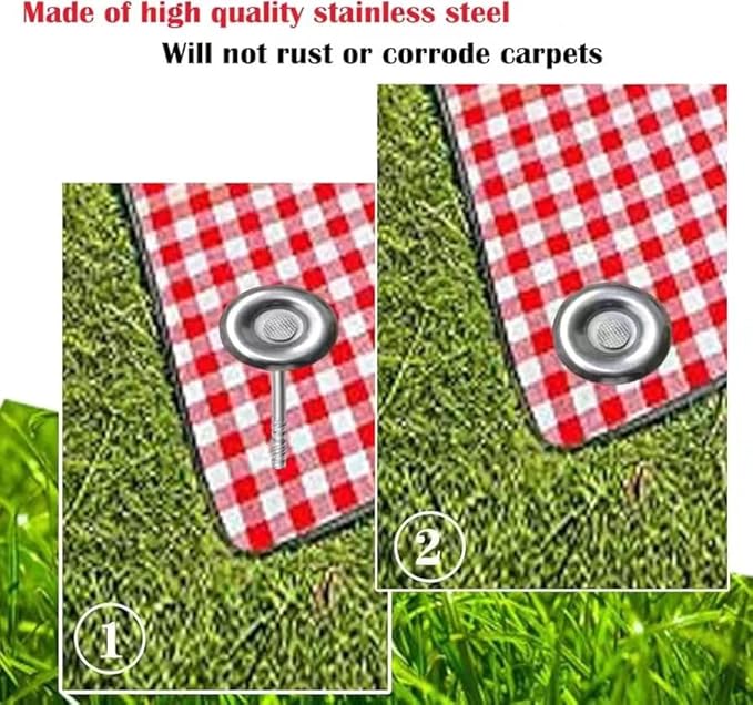 15 Pack Outdoor Rv Rug Stakes, Stainless Steel Spira Patio Mats Stakes, Used for Fixing Rugs, Tents, Tarps, and RV Mats，Rv Camping Accessories for Outside,Camper Must Haves