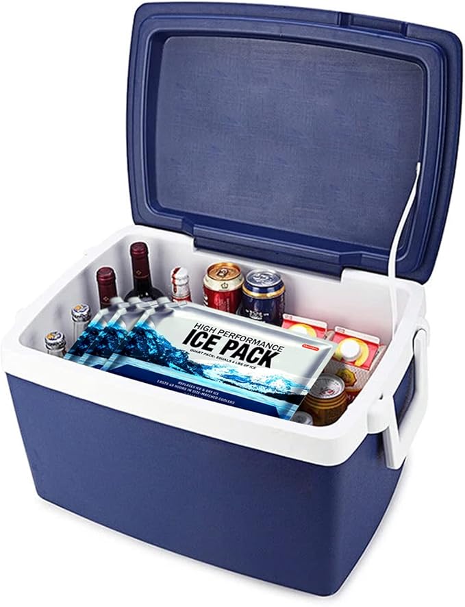 Reusable Ice Packs for Coolers Long Lasting Gel Freezer Packs for Cooler Bag Lunch Box,Keeps Food Cold Fresh (5 Pack, S(6.5"x7.5"))