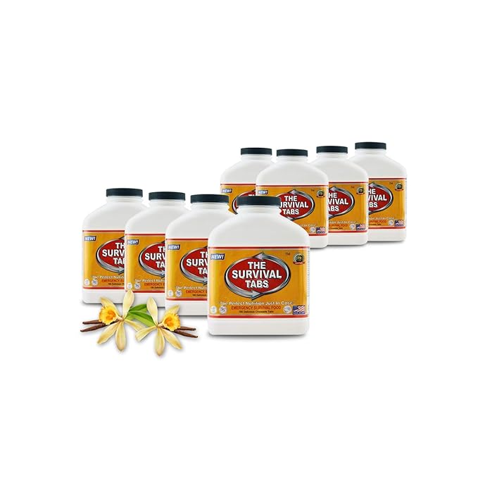 Preparedness ready to eat food 120 days Long Term Supply 25 year shelf life vanilla 8 bottles x 180 tabs
