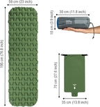 KAISHI Inflatable Mattress, Travel Folding Bed Portable Camping Mat, Ultralight Waterproof Compact Air Mat Single Sleeping Pad,Green