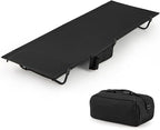 GYMAX Ultralight Camping Cot for Adults, Portable Folding Camping Bed w/Side Pocket, Carry Bag, Compact Sleeping Cot for Outdoor Backpacking Travel Hiking Mountaineering Home Beach, Supports 330 LBS