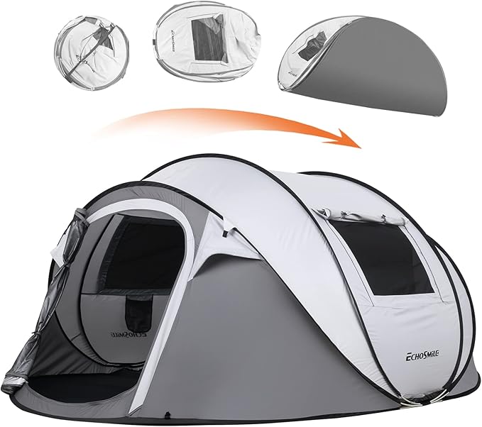 EchoSmile Instant Pop Up Camping Tent, 2/4/6 Person, Easy Setup Tent, Water Resistant Dome, Portable with Carry Bag