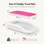 COMMOUDS Portable Toddler Travel Bed with Safety Bumpers, Inflatable Kids Air Mattress with Electric Pump, Baby Blow up Mattress, for Grandma's Home Camping Vacation