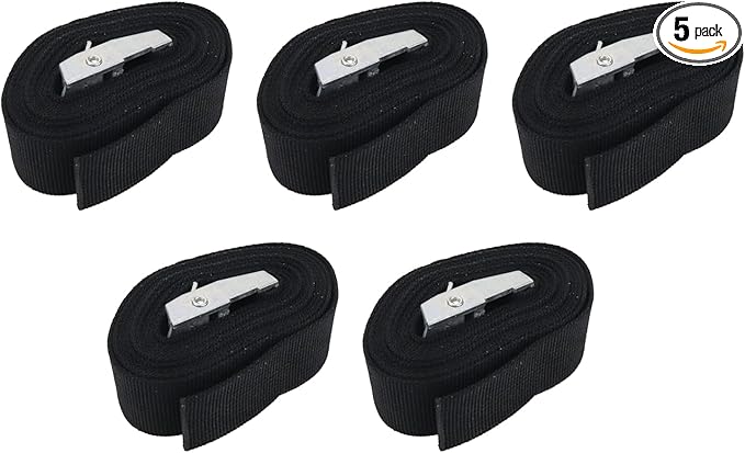 5Pcs Tie Down Straps Black Nylon Strap 1"*78.74" (6.56ft) Adjustable Straps with Heavy Duty Cam Lock Buckles, Lashing Strap for Backpacking, Outdoor Activities