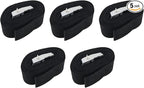 5Pcs Tie Down Straps Black Nylon Strap 1"*78.74" (6.56ft) Adjustable Straps with Heavy Duty Cam Lock Buckles, Lashing Strap for Backpacking, Outdoor Activities