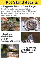 CAMPINGMOON Portable Propane Camping Canister Top Stove with Burner Grate Pot Stand PG-4/PG-4ST (Gas fuel not included)