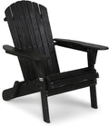 VINGLI Folding Adirondack Chairs Set of 1, Wood Adirondack Chair for Outdoor, Foldable Fire Pit Chairs for Patio, BBQ, Porch, Yard, Pool, Black