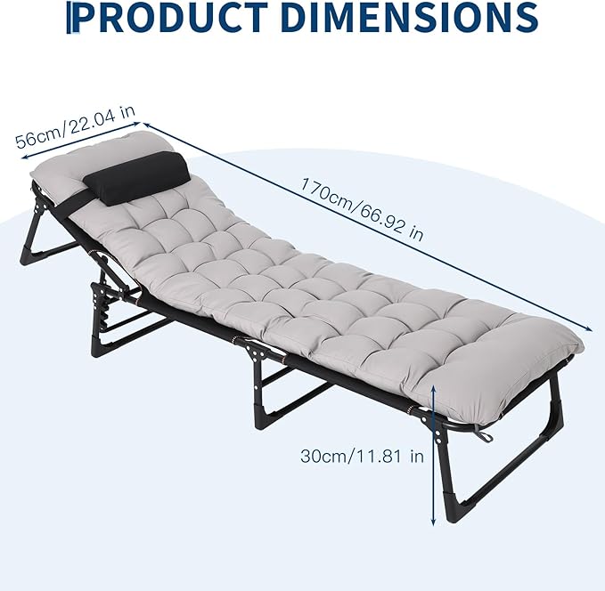 PeakPursuit Portable Camping Cot, Sleeping Cot for Adult, Heavy Duty Folding Cot Max Load 400LBS with Thick Mattress, Camping Bed for Travel Tent Day Bed Outdoor Home Guest Office Nap