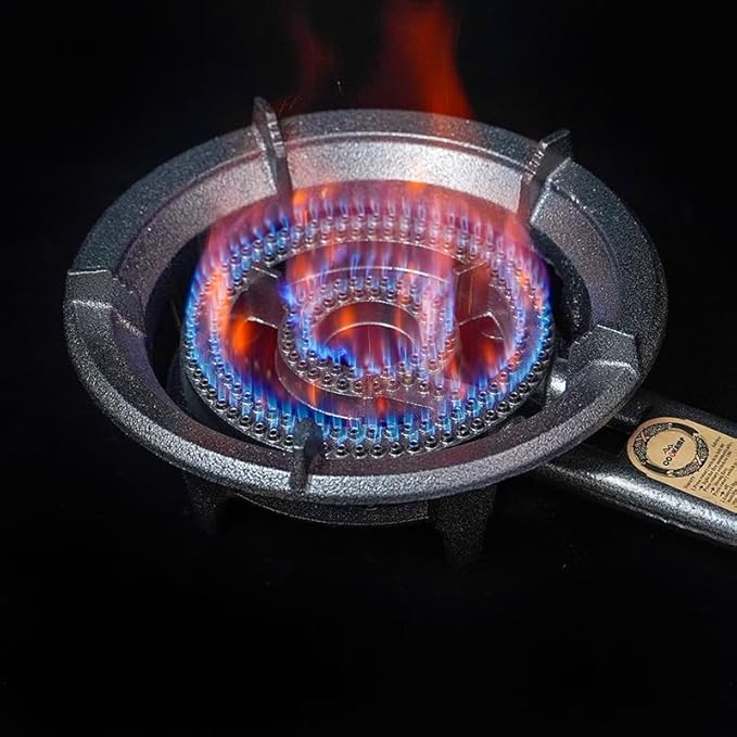 Propane Wok Burner, Cast Iron Single Burner Camping Stove With Regulator And Hose,High Pressure Portable Gas Stove For Camping Outdoor Cooking SH90 (SH90)