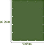 CARTMAN Finished Size 10x12 Feet Canvas Tarp with Rustproof Grommets, Heavy Duty Multipurpose Tarpaulin Cover for Canopy Tent, Roof, Camping, Woodpile