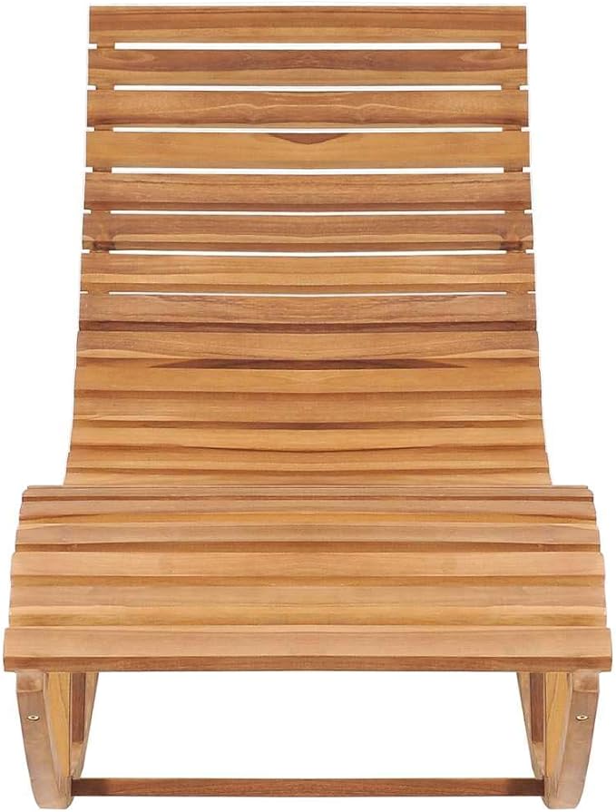 Rocking Sun Lounger with Cushion Solid Teak Woodoutdoor Lounge Chairs Recliner Chair Patio Chairs Camping chairsSuitable for Gardens, courtyards