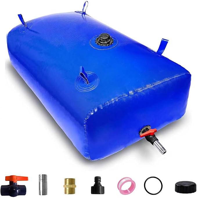 400 L/100 Gal Water Bladder Tank, Foldable Portable Water Storage Container, Emergency Water Bag for RV, Truck Bed, Fire Prevention, Drought Resistance, Blue