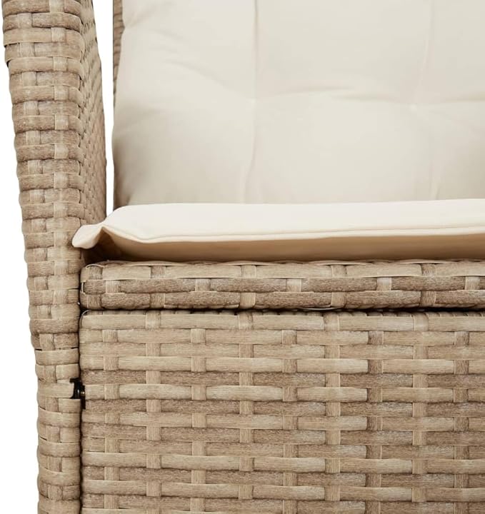 Reclining Patio Chair with Cushions Beige Poly Rattan Porch Chairs Camping Chairs Patio Chairs Living Room Chairs for Dining Patio Bedroom Outdoor