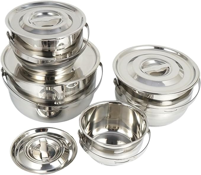 Compatible for NOBANA&CLS Outdoor Tableware Stainless Steel Set Pot Thickened Picnic Barbecue Multi-Purpose Portable Camping Hanging Soup