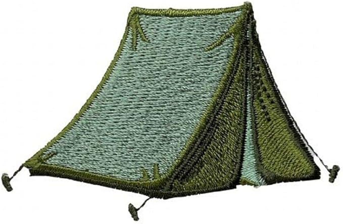 Tent Applique Patch - Camping, Backpacking, Pup Tent Badge 2-3/4" (Iron on)