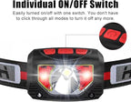 Rechargeable LED Headlamp Flashlight, 2-Pack 1000 Lumen Super Bright Motion Sensor Head Lamp, IPX5 Waterproof, Bright White Cree Led & Red Light Perfect for Running, Camping, Hiking & More