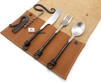 Nautical-Mart Medieval Five-Piece Cutlery Set (Hand Forged Dinning Set, Carbon Steel, 5 Pieces, 1 Set, Vintage Style)