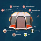 Beach Pop Up Tent & Sun Shelter - 5 Sec Setup | Adjustable Sunshade, Nano Water/Mosquito Proof UPF 50+ | for Camping, Picnic, Sports, Concert Set w/Storage