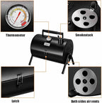 MAISON HUIS Adjustable Portable Charcoal Grill Multi-functional Metal Small BBQ Smoker for Outdoor Hiking(Black)