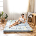 MAXYOYO Little Floral Japanese Futon Floor Mattress, Bed Mattress Topper Portable Thick Sleeping Pad Floor Bed Roll Up Camping Mattress Folding Couch Bed Mattress Pad for Guest Room Twin