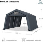 MFSTUDIO 13x22 Heavy Duty Carport, Outdoor Shades Portable Storage Shelter Garage with Rolled up Zipper Doors, Extra Large Car Canopy Tent with Roll-up Sidewalls for Boat Truck Party