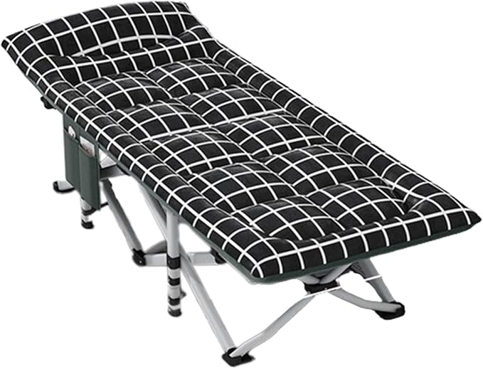 Portable Folding Camping Cot, Camping Cot with Thick Pad, Outdoor Portable Folding Lounge Chair Sleeping Cots Bed, Perfect for Camping, Pool, Beach,B