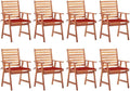 Patio Dining Chairs ,Outdoor Chairs,Coffee Chair,Study Chair,Bistro Chair,Fishing Chairs,Camp Chair,Garden Chairs,for Deck, poolside,Camping,Beach,Campsite,8 pcs with Cushions Solid Acacia Wood