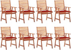 Patio Dining Chairs ,Outdoor Chairs,Coffee Chair,Study Chair,Bistro Chair,Fishing Chairs,Camp Chair,Garden Chairs,for Deck, poolside,Camping,Beach,Campsite,8 pcs with Cushions Solid Acacia Wood