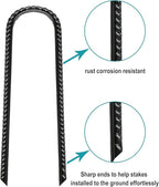 Eurmax USA 12 Inch Trampoline Stakes,Heavy Duty Ground Anchors,Trampoline Anchors,U Hook,Tent Stakes for High Wind,Ground Anchor Screw in,Yard Stakes,Galvanized Steel (4 Pack,Black)